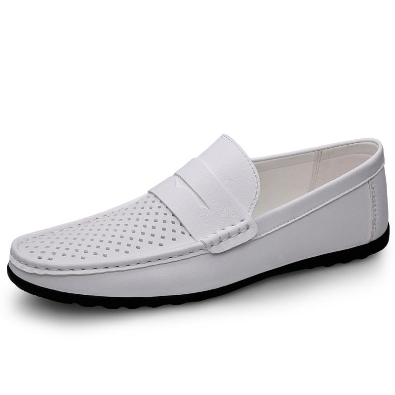 Leather Men Breathable Driving Shoes Luxury Brands Formal Men Loafers Moccasins Italian Male Lazy Shoes Black Plus Size 38 to 47