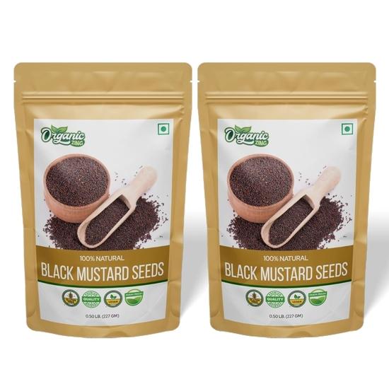 Organic Zing Black Mustard Seeds | Natural and Chemical Free | Fresh | Whole and Natural | Indian Sarso Seeds | Packed and Produced in India - 227 gm
