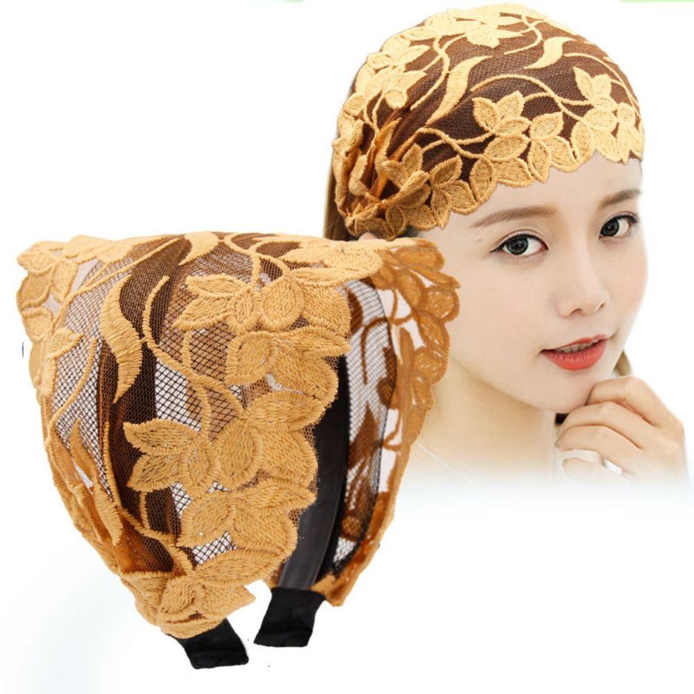 Flower Lace Headband Wide Side Korean Head Wrap Vintage Mother Hair Hoop  Female Hairbands