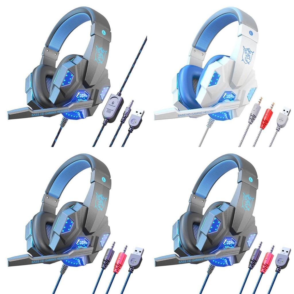 Wired Gaming Headset For Pc Ps4 40mm Drivers Leather Ear Cushions 22m Cord Mic Gamers Home Office