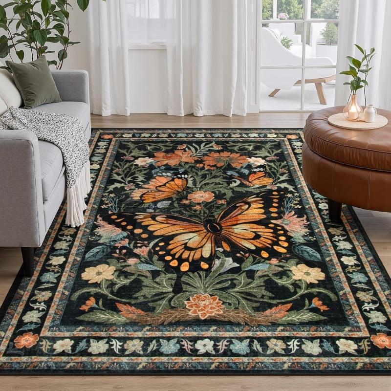 Vintage Butterfly Forest Deer Tiger Natural Carpet Living Room Bedroom Kitchen Decor Anti-slip Rugs Home Large Area Carpets