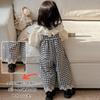 Icyrain Girls Gingham Lace-Hem Salopette Overalls, 80 Cm (Single Item)