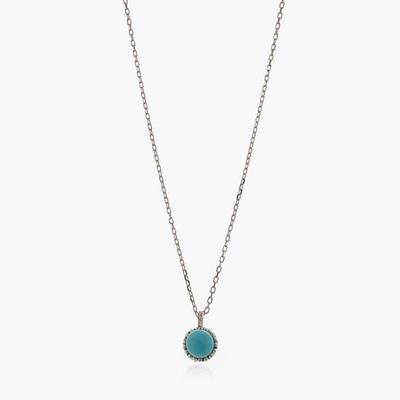 J.Lauren 9N0842 Turquoise Round Pendant Silver Necklace
