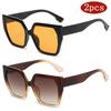 Protective Glasses 2pcs Large Frame Polygon Sunglasses Fashion Simple Design Sun Glasses Popular Shades Multi Color Lens Eyewear