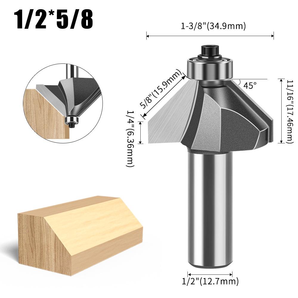 45 Degree Bevel Cutter Woodworking Milling Cutter Trimming Machine Engraving Cutter Head 45 Degree Chamfer Cutter 45 ° Bevel Cutter