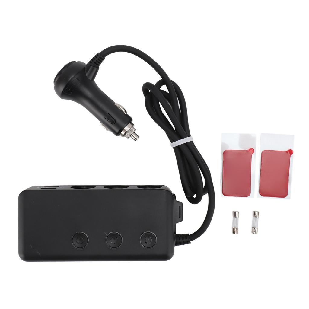 Cigarette Lighter Adapter 3 Socket 3 USB QC3.0 Multifunction Car Cigarette Lighter Splitter Power Adapter Outlet DC