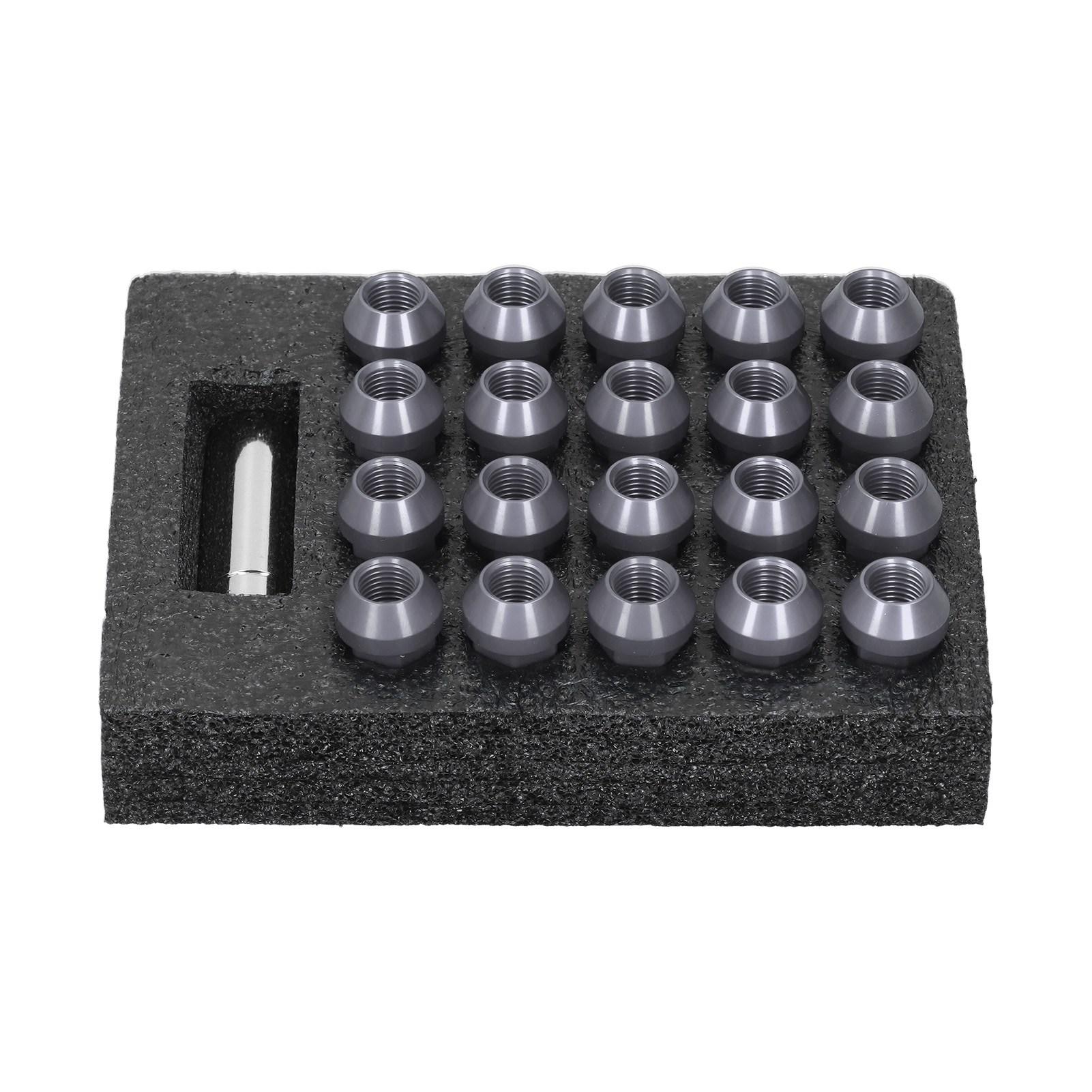 

20pcs Wheel Lug Nuts M14x1.5 Thread 2in Height 7075 T6 Aluminum Thru Hole Locking Lug NutsTitanium Color