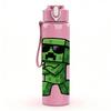 1PC Green Pixel Game Creature 750ml Color Plastic Sports Water Bottle Leakproof Flip Straw Lid For Sports Office Home Use