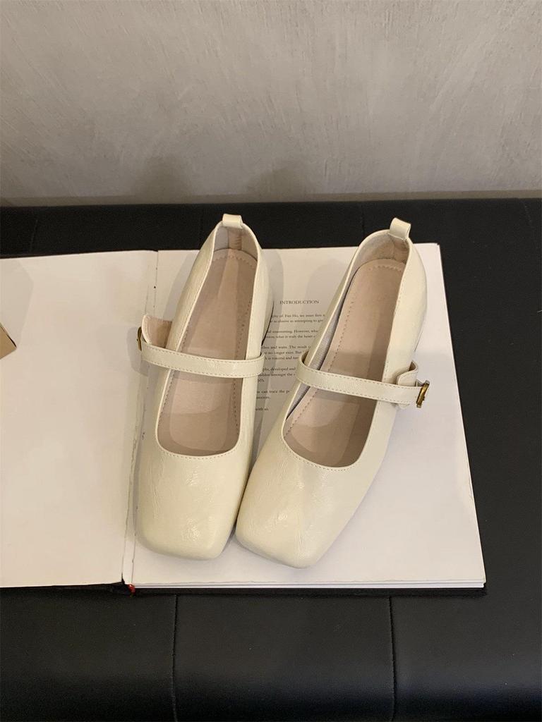 French Retro Square Toe Mid-Heel Mary Jane Shoes for Women - Elegant Spring & Autumn Style with a Chunky Heel and Fairy Aesthetic