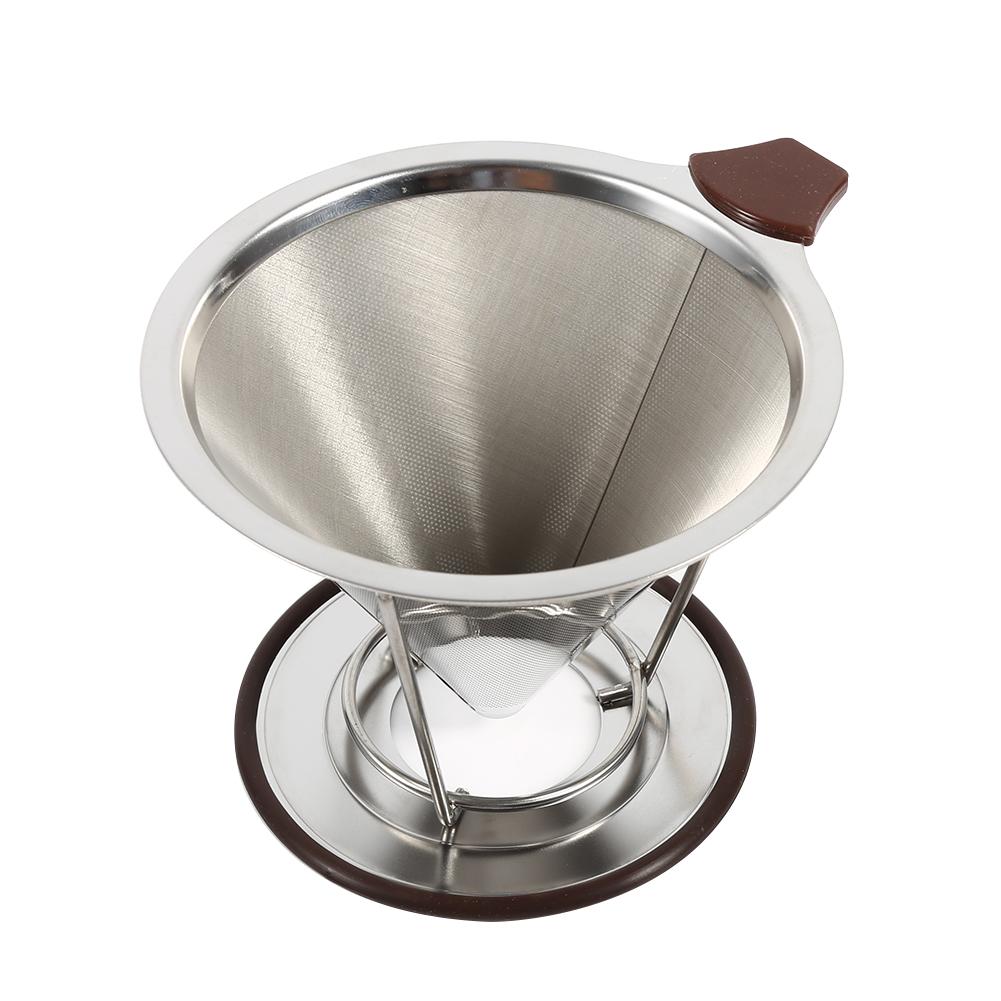 1x Portable 304 Stainless Steel Drip Dripper Double Layer Mesh Coffee Cone Filter Holder Infuse