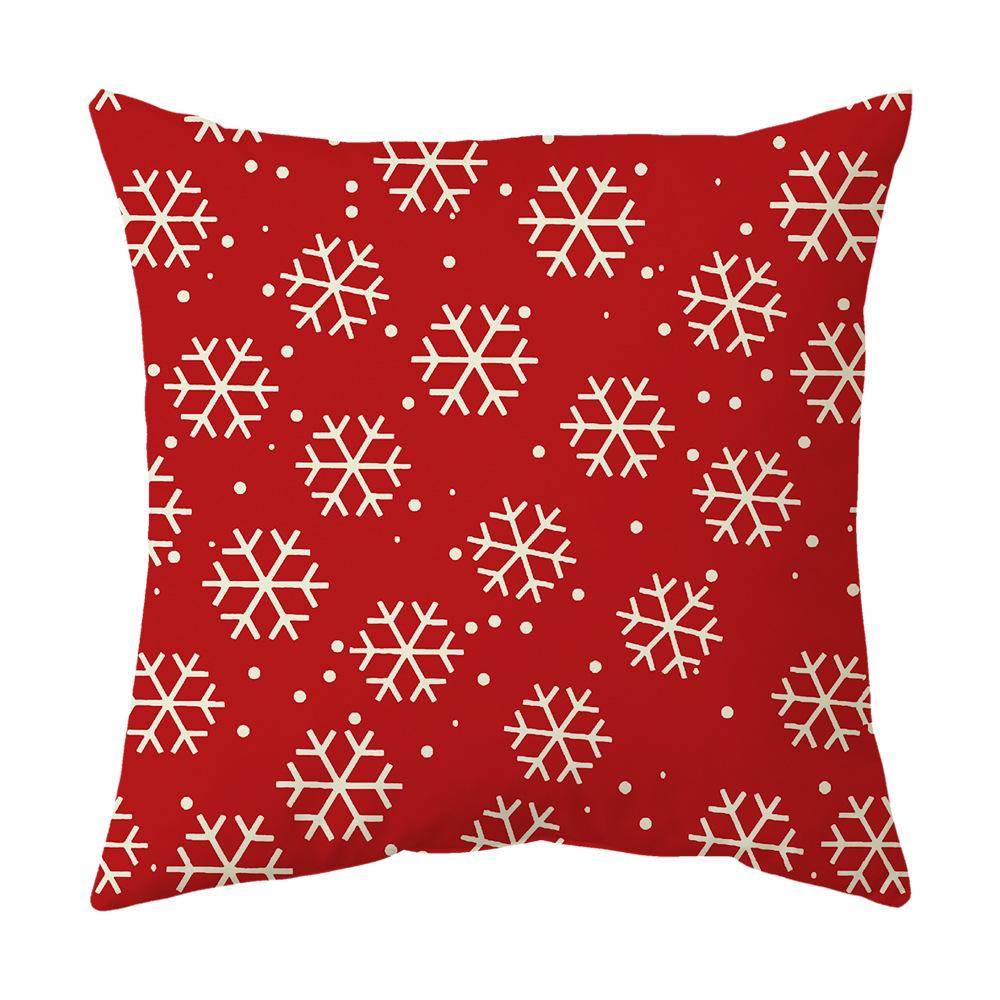 Federa Cuscino a Tema Natalizio Fondo Rosso Lino Corto Peluche Stampato Federa Cuscino Regalo Festivo