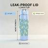 1PC Light Green Leaf Linear Texture 750ml Color Plastic Sports Water Bottle Leakproof Flip Straw Lid For Sports Office Home Use