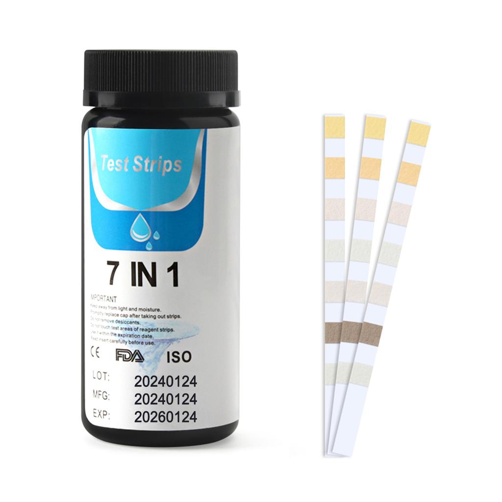 7-in-1 Test Strips Spa and Pool Test Strips Tester Testing Kit for Total Hardness/Total Chlorine/Free Chlorine/Bromine/pH