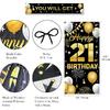 Happy 21st Birthday Decorations for Him & Her – Black and Gold 21st Birthday Banner Backdrop, Yard Sign, Photo Props, Door Background Party Décor