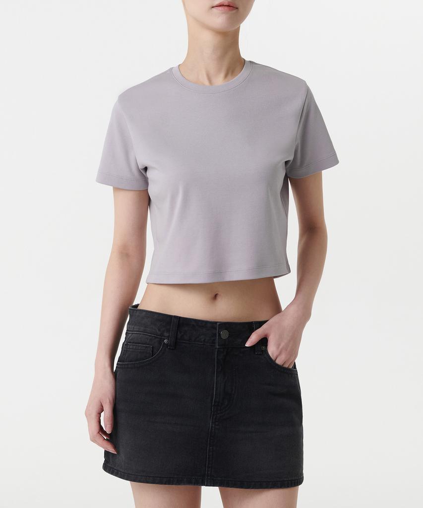 MUSINSA STANDARD WOMAN Women'S Crew Neck Crop T-Shirt [Purple Grey]
