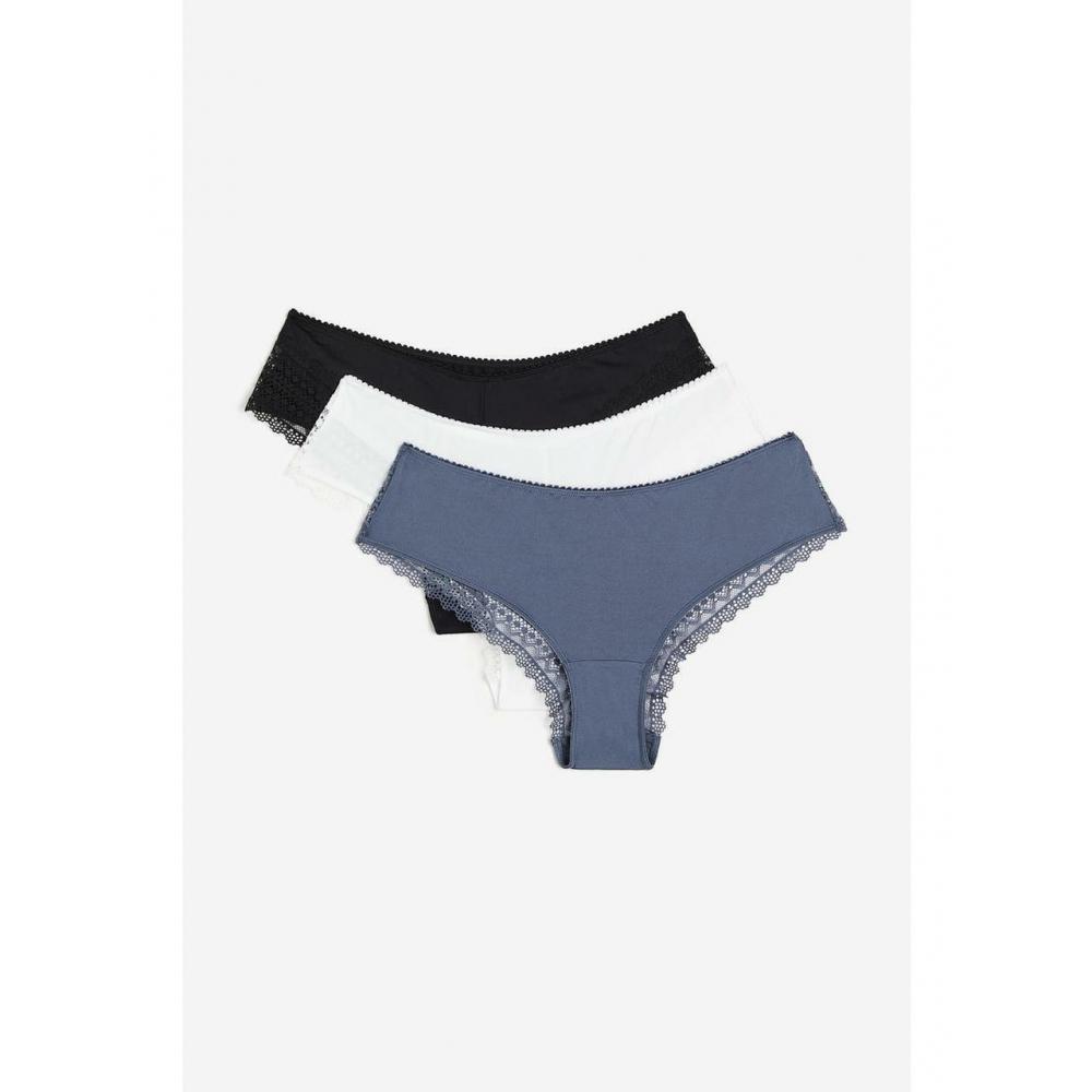

H M Microfiber Hipster Briefs 3 Piece Set Black White Dark Blue 1187884001