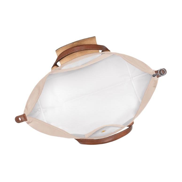 Nouă geantă LONGCHAMP Le Pliage Canvas cu garnitură din piele, geantă de călătorie, geantă de mână Tubas pentru femei, bej 1624089P71