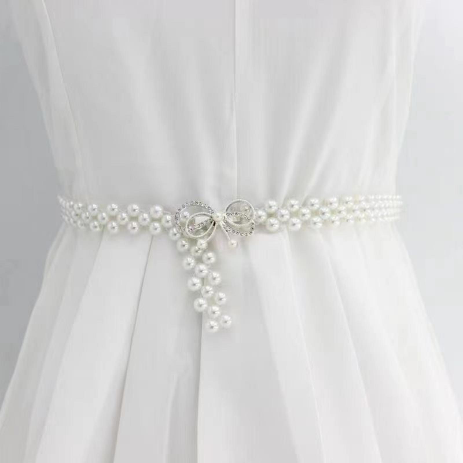 

Women s Rhinestone Pearl Waist Chain One Size