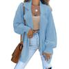 Women Suit Coat Suit Lapel Long Sleeve Solid Color Knitting Coat with Pockets Loose Fit Single Button Sweater Coat