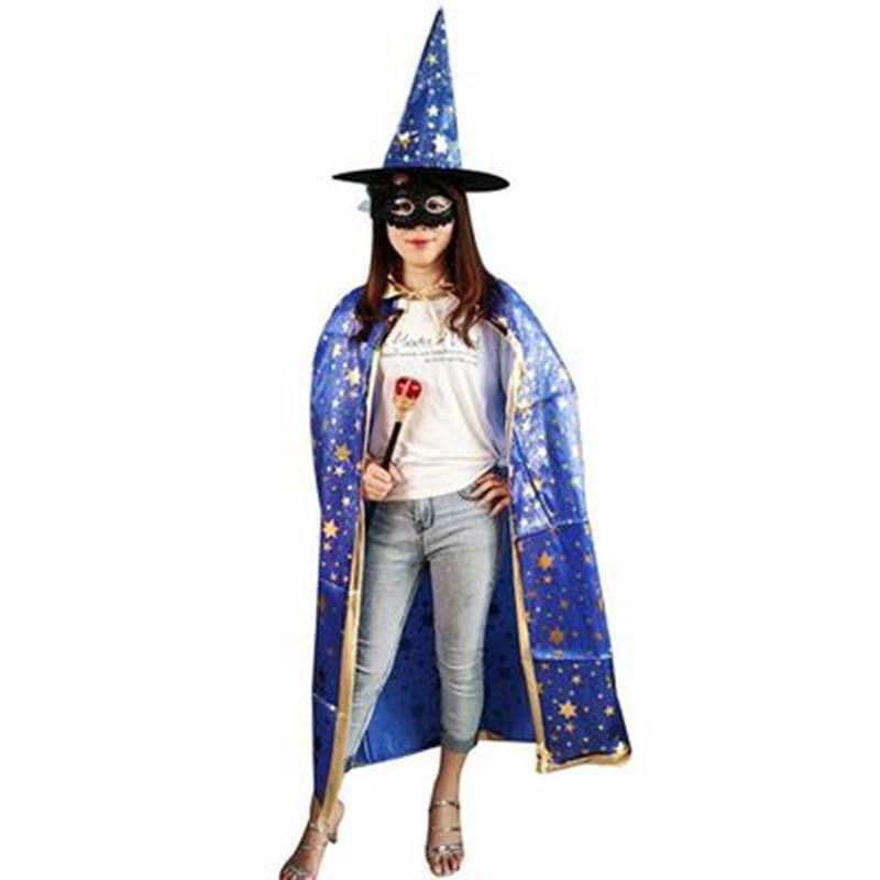 Pentagramm Halloween Umhang & Hut Set für Kinder und Erwachsene - Maskenball Kostüm und Cosplay Requisite