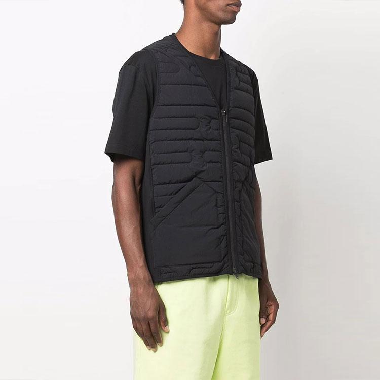 Y-3 Unifarben gesteppte V-Ausschnitt Weste Herrenwesten Schwarz HB3472