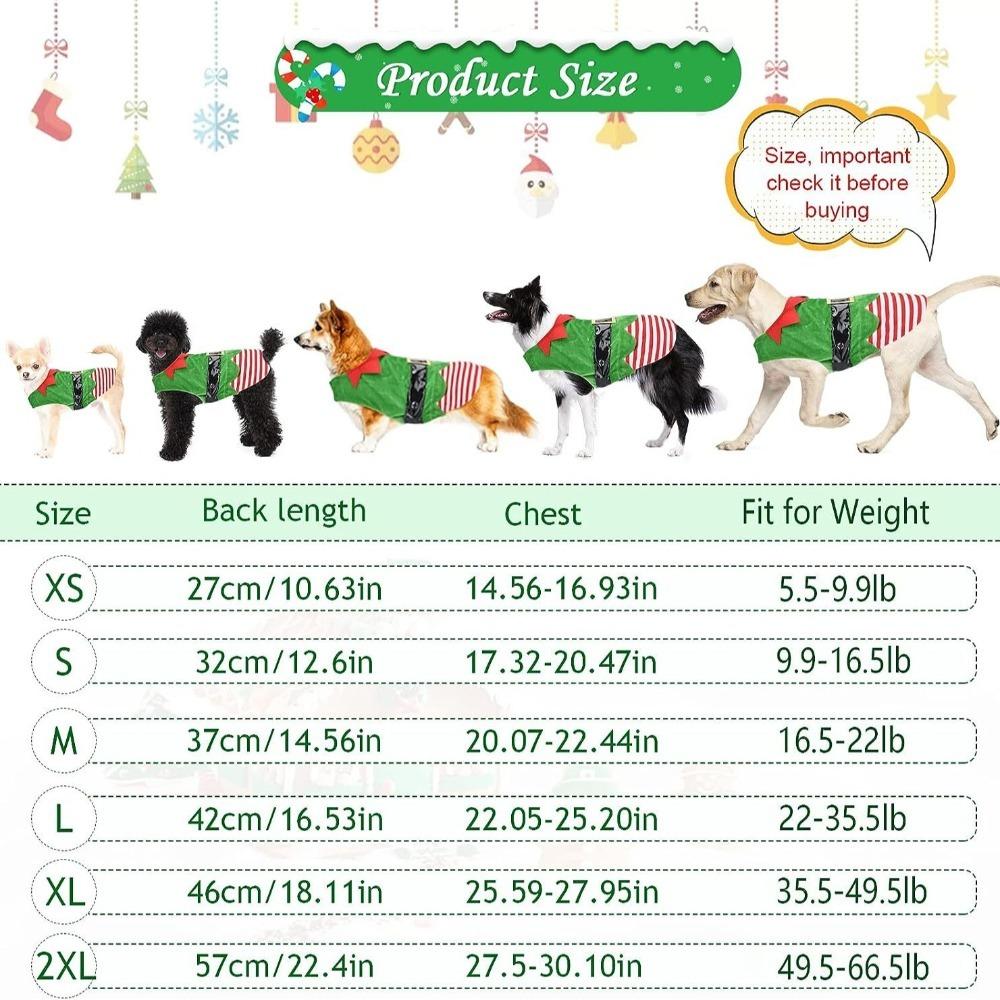 Green Elf Pet Cosplay Costumes Striped Winter Warm Christmas Dog Clothes Comfortable Lovely Puppy Vest Coat Chihuahua