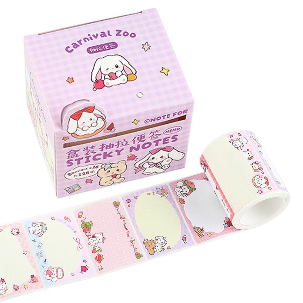 128 Sheets Aesthetic Stationery Pull-Out Label Stickers Writable Memo Pad Student