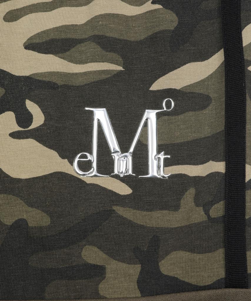 MUCENT Mauve Matching Metal Logo Camo Color Block Wide Elastic Pants