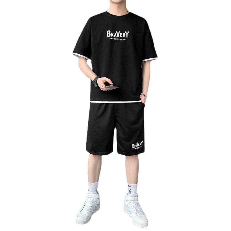 Summer Men's Casual Sports Set Short Sleeved Shorts Set