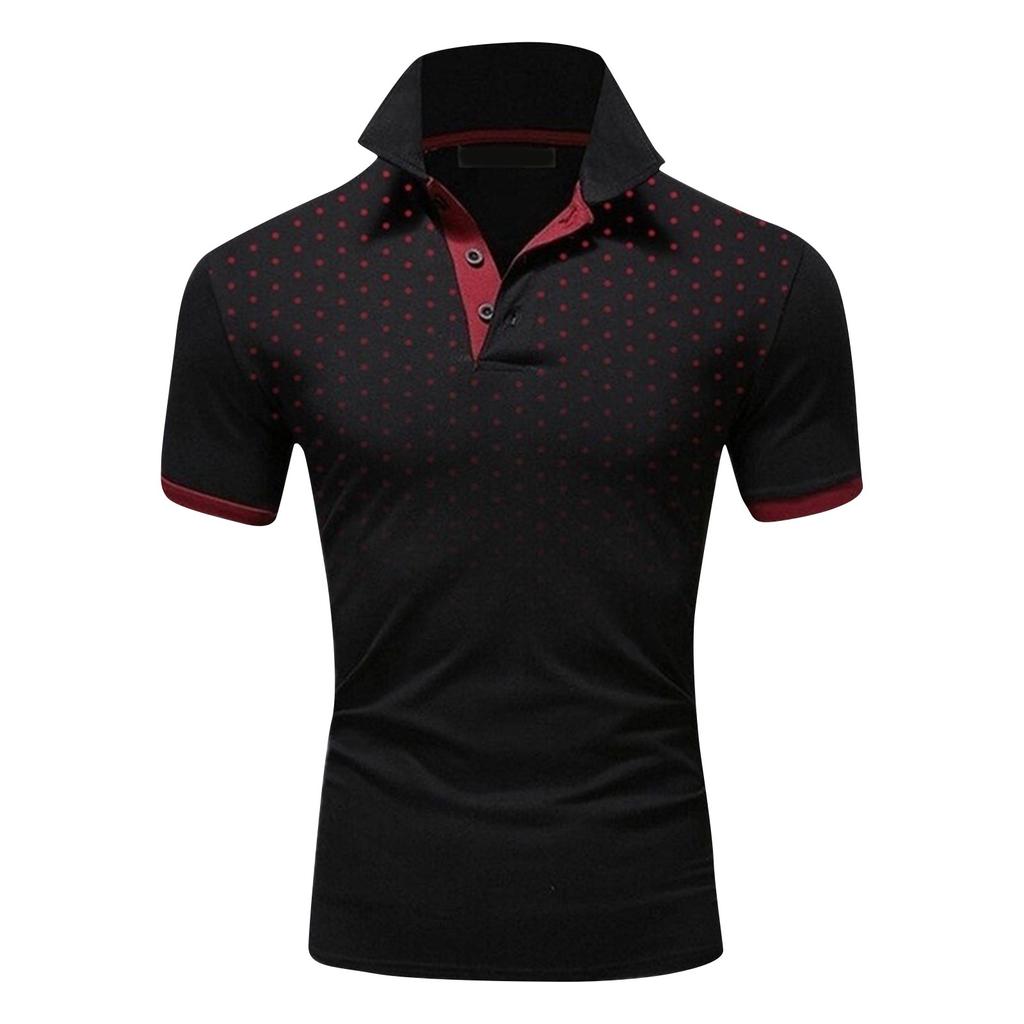 Large Men's Casual Slim Dot Print Short Sleeve T-shirt Men's Summer