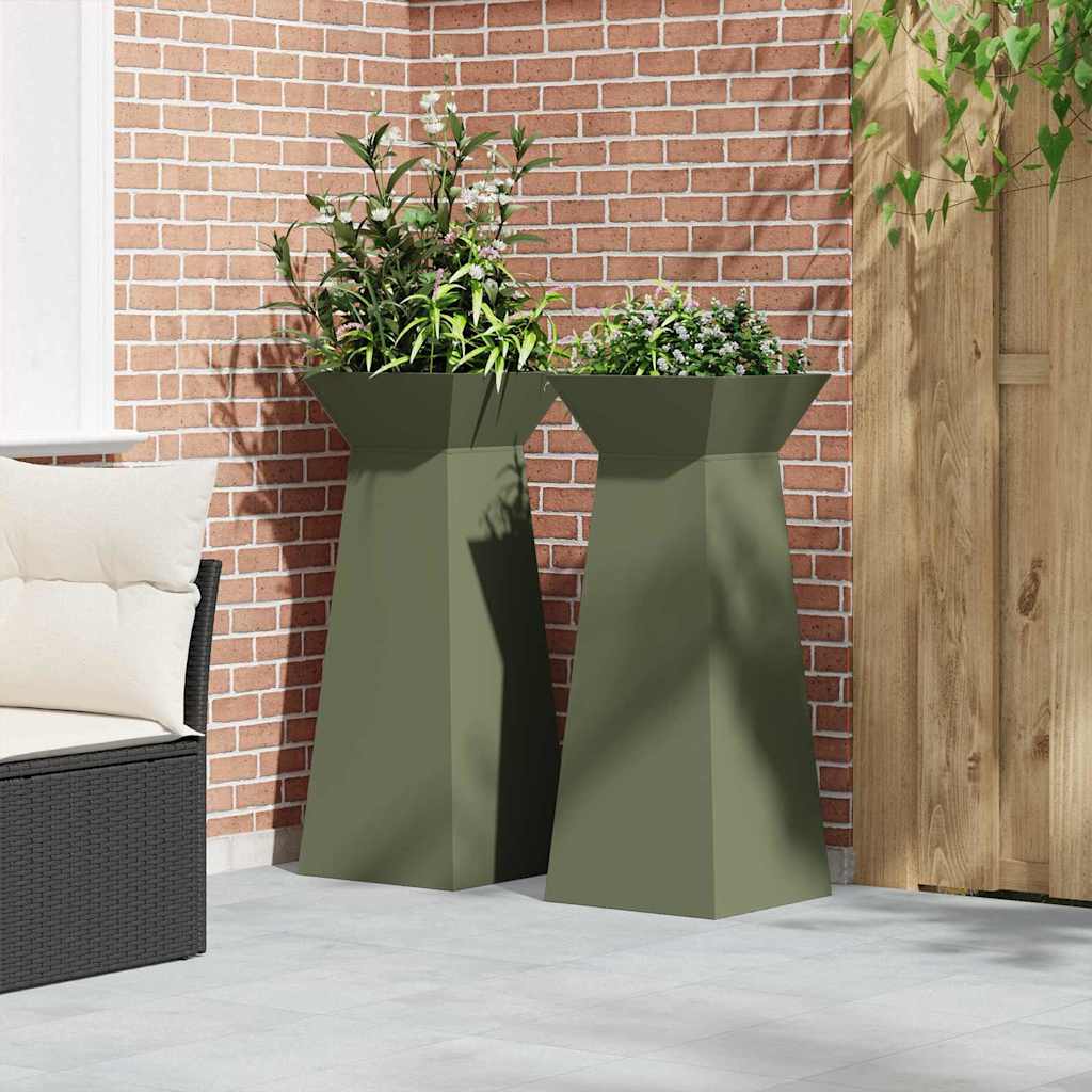 Column Planter 2 Pcs Olive 40 X 40 X 100 Cm