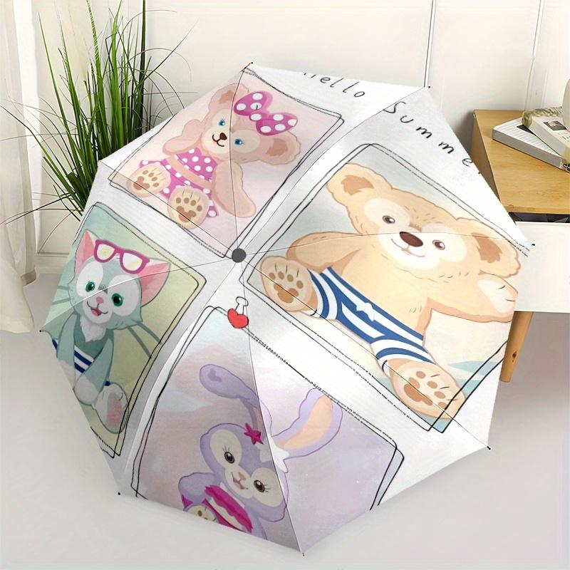 

Hello Summer Duffy & Friends Durable Cartoon Folding Umbrella, Portable 3-Fold Compact Umbrella for Men and Women