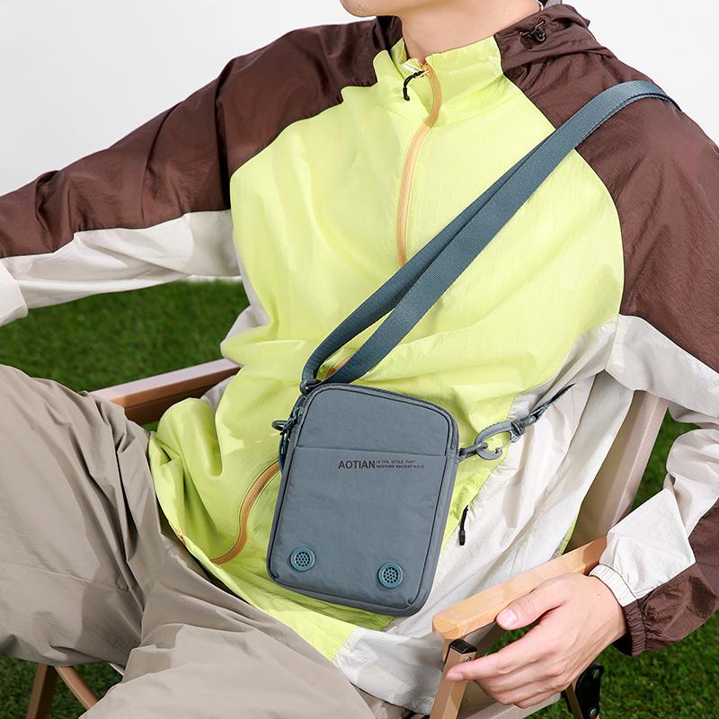 Sac bandoulière léger en nylon pour hommes femmes Sac messager décontracté à bandoulière avec poches zippées
