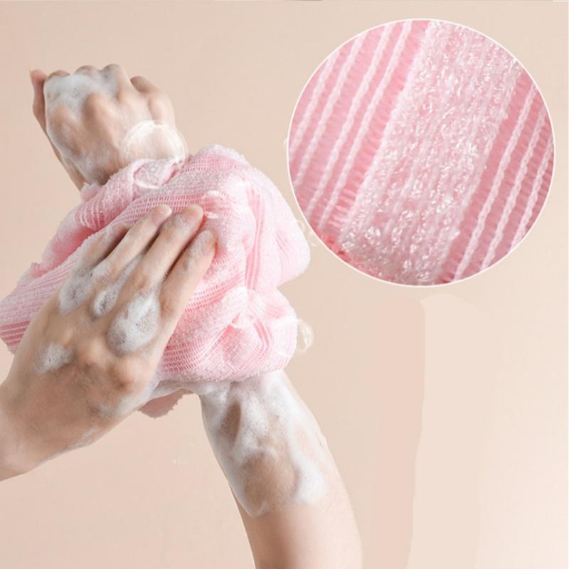 1pc Japanese Gentle Bath Rubbing Washcloth Nylon Bath Towel Back Exfoliating Scrub Shower Brush Sponge Body Bathroom Accessories