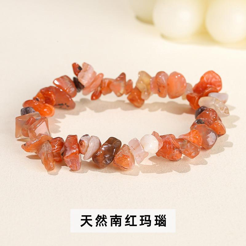 Natural Crystal Agate, Colorful Crushed Stone, Elastic Bracelet, Irregular, European and American Jewelry