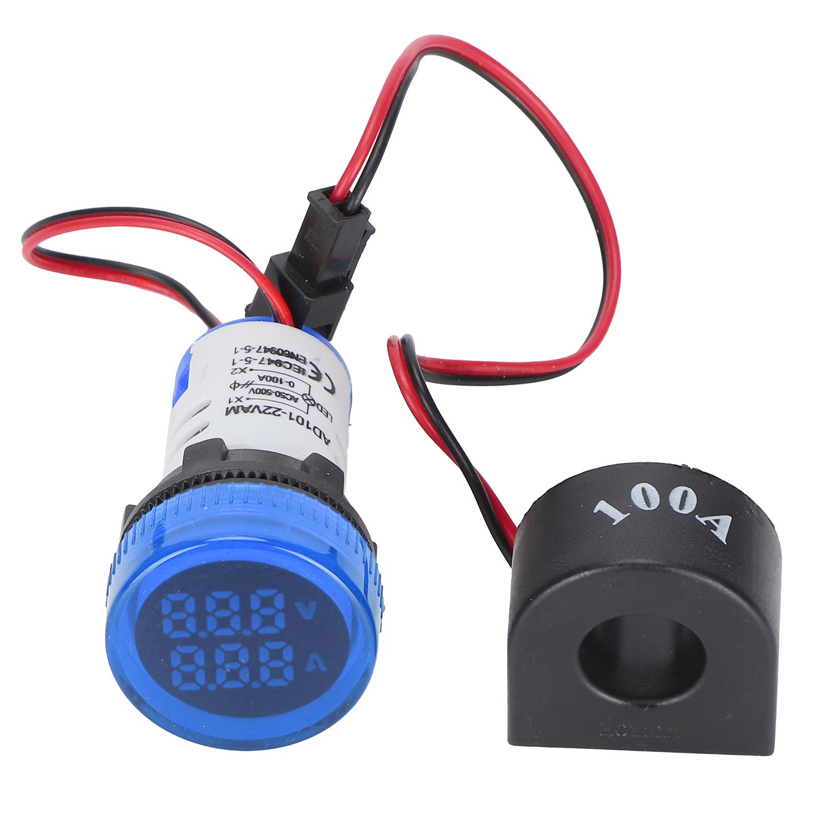 

Current Signal Indicator Universal 2Display Round Lamp Light 60~500V AC AD10122VAMBlue