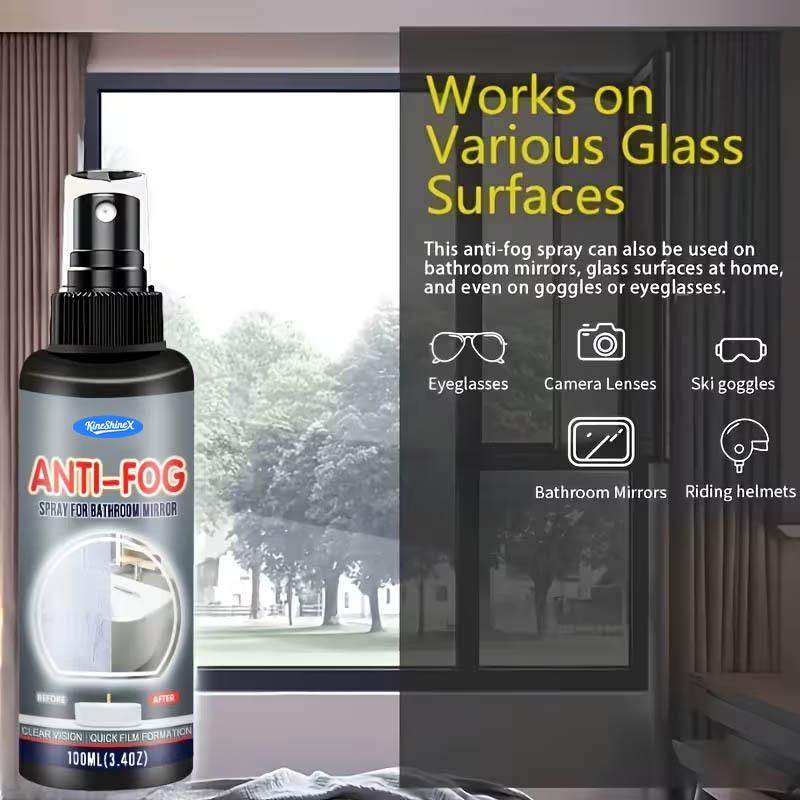 2026 New Anti-Fog Spray 100ml, Bathroom Mirror Defogger, Multi-Use for Glass, Lenses & Helmet, Instant Clear Vision, QuickFilm
