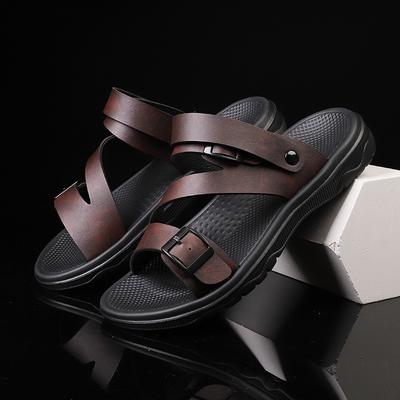 Sommersandalen für Herren, Outdoor, lässig, Sport-Hausschuhe, PU-Leder, rutschfest, atmungsaktiv, Römerschuhe, Strand-Flip-Flops, Gartenschuhe