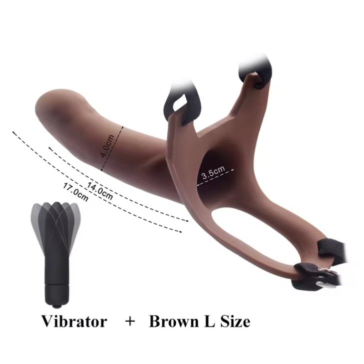 Big Size Silicone Strap On Dildo for Men Realistic Penis Extender Enlarger Male Hollow Strapon Dildo+Bullet Vibrator Sex Product