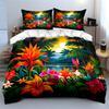 Tropical Flower Decor Set Bedding Set With 1 Duvet Cover 2 Pillowcases Single Double King Queen, Gift