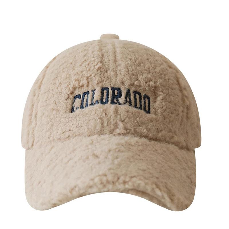 Korean Style Embroidered Letter Baseball Cap for Women with Thick Plush Baseball Cap Warmth and Cold To Show Their Face Adjustable Hat