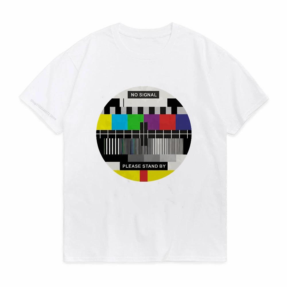 TV No Signal Funny Graphic TShirt  Vintage Inspired Men Tee Casual oNeck Machine Washable Humorous Print tshirt casual tees
