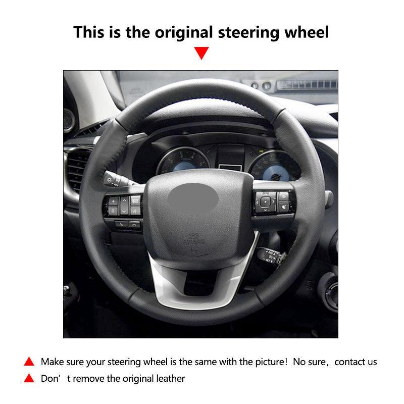 Perforated Leather Car Accessories Interior Steering Wheel Cover Trim For Toyota Fortuner 2016 2017 2018  Hilux 2015 -