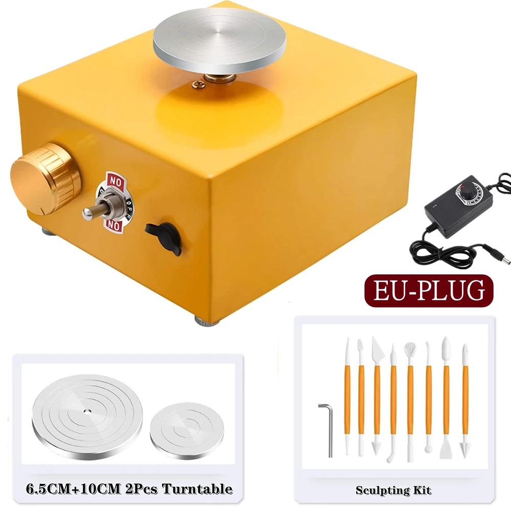 Electric Pottery Wheel Machine with Turntable+Sculpting Kit, DIY Clay Tools Mini Pottery Forming Machine for Arts Crafts Ceramic