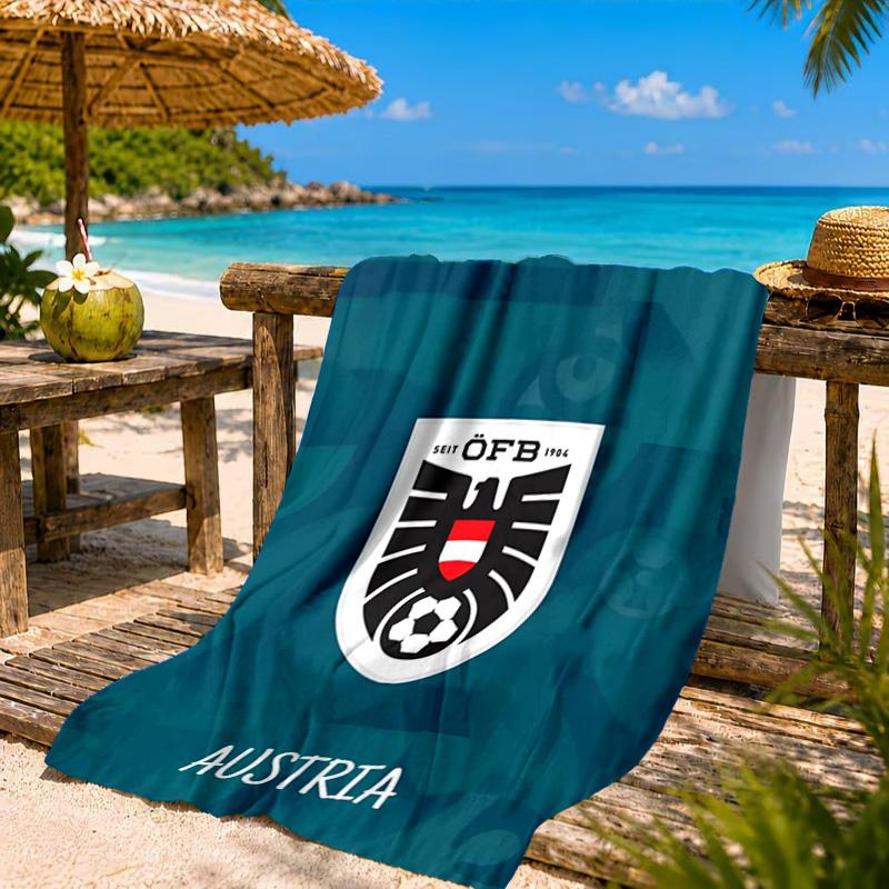 Asciugamano da Spiaggia Emblema Calcio Austria, Asciugatura Rapida, Facile da Curare, Adatto Sia per il Fitness che per le Vacanze al Mare, Essenziale Sportivo