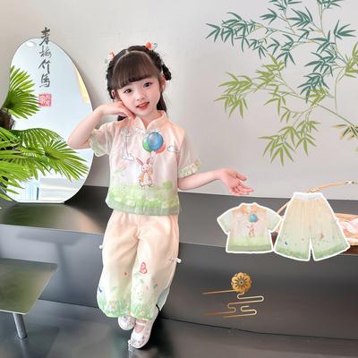 Hanfu dívka čínského stylu látkové letní šaty Starožitný oblek Tang kostým super víla malá dívka mořská panna princezna sukně spodní prádlo