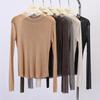 Feiyuan Women's Semi-Sheer Long-Sleeve Top, Solid Color, Versatile Sexy Base Layer, Tummy Concealer, Spring 2026 Arrival