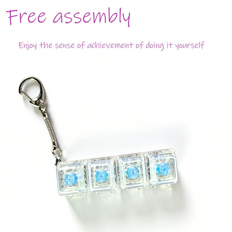 *Led Free Assembly Keyboard Keychain Fidget Toy Crystal Clicker Sensory Toy Stress Relief Keyboard Keychain Adult Children'S Toy