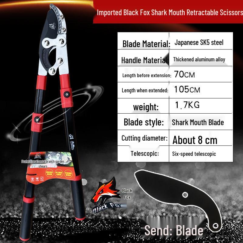 Black Fox Telescopic High Leverage Pruner for Cutting Thick Branches and Fruit Trees