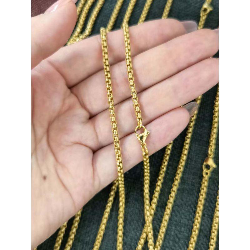 Square Beads Box Chain Pure Titanium 3/4mm Ornament Hip Hop Couple Necklace Necklace Stylish Fashion Men Trendy Amulet